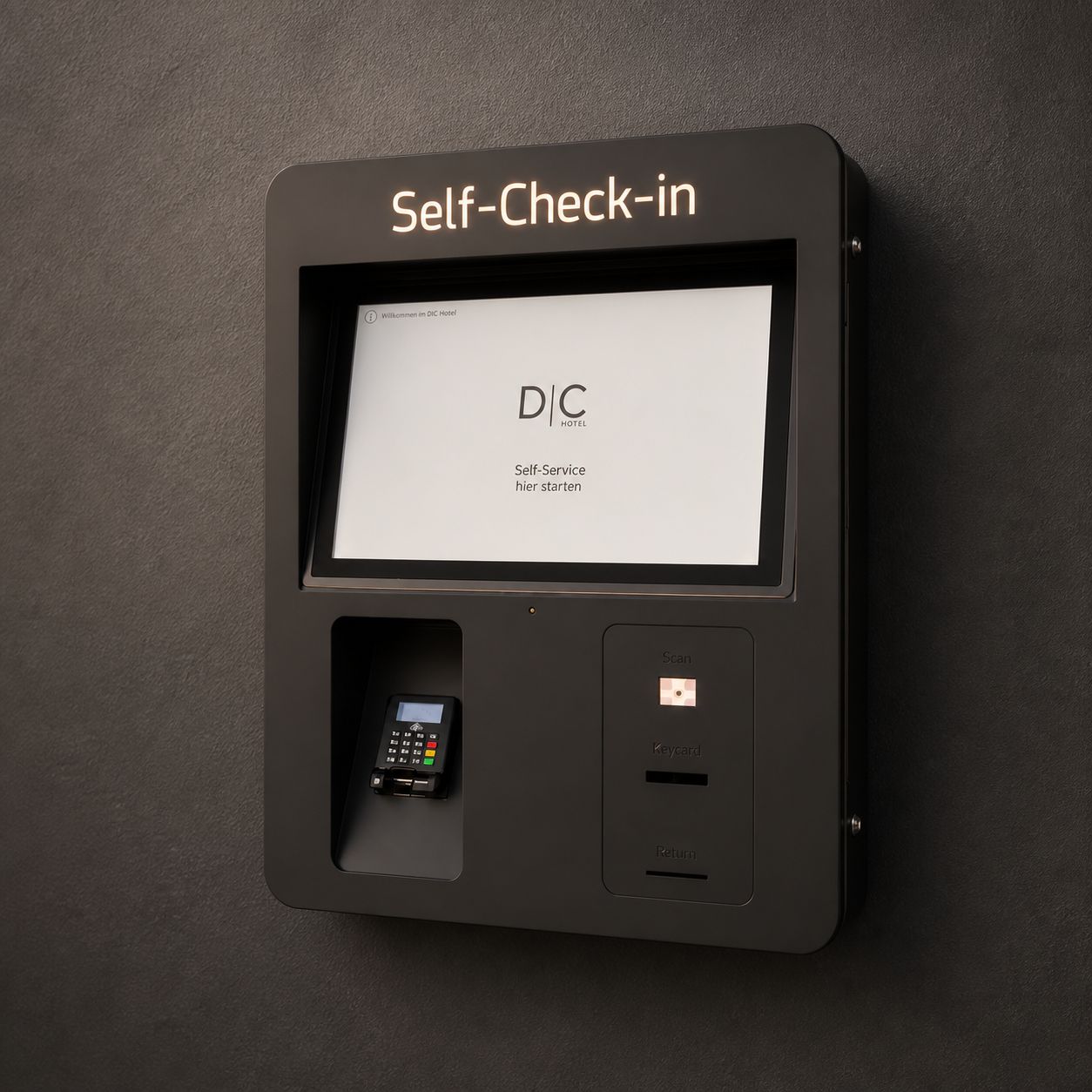 Digital self check-in kiosk at D&C Hotel